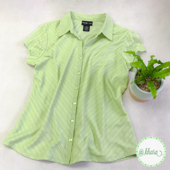 Style & Co. Avocado/Lime Striped Cap Sleeve - Picture 8 of 8